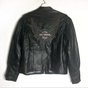 Harley Davidson Black Leather Studded Rider Jacket